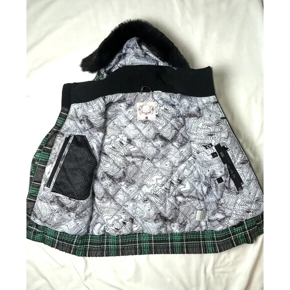 Triple nickel 555 Girl Green Plaid Puffer Jacket‎ Size 12 SKU BR650 - Picture 5 of 14